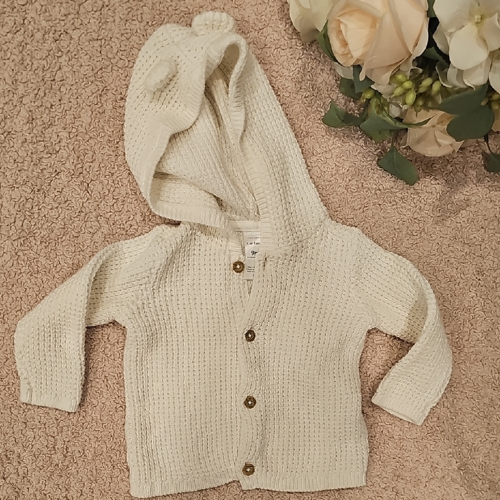 Carter's Cream Hooded Sweatshirt with Ribbed Texture - Picture 4 of 4